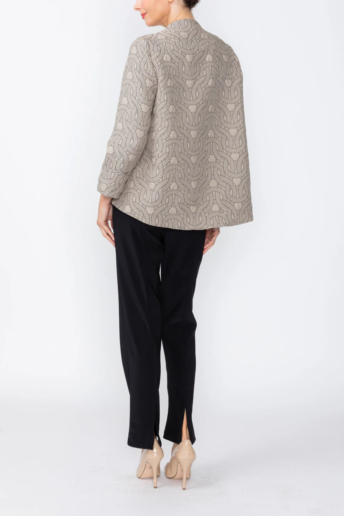 IC COLLECTION Asymmetric One Button Jacket - 8240J - TAUPE