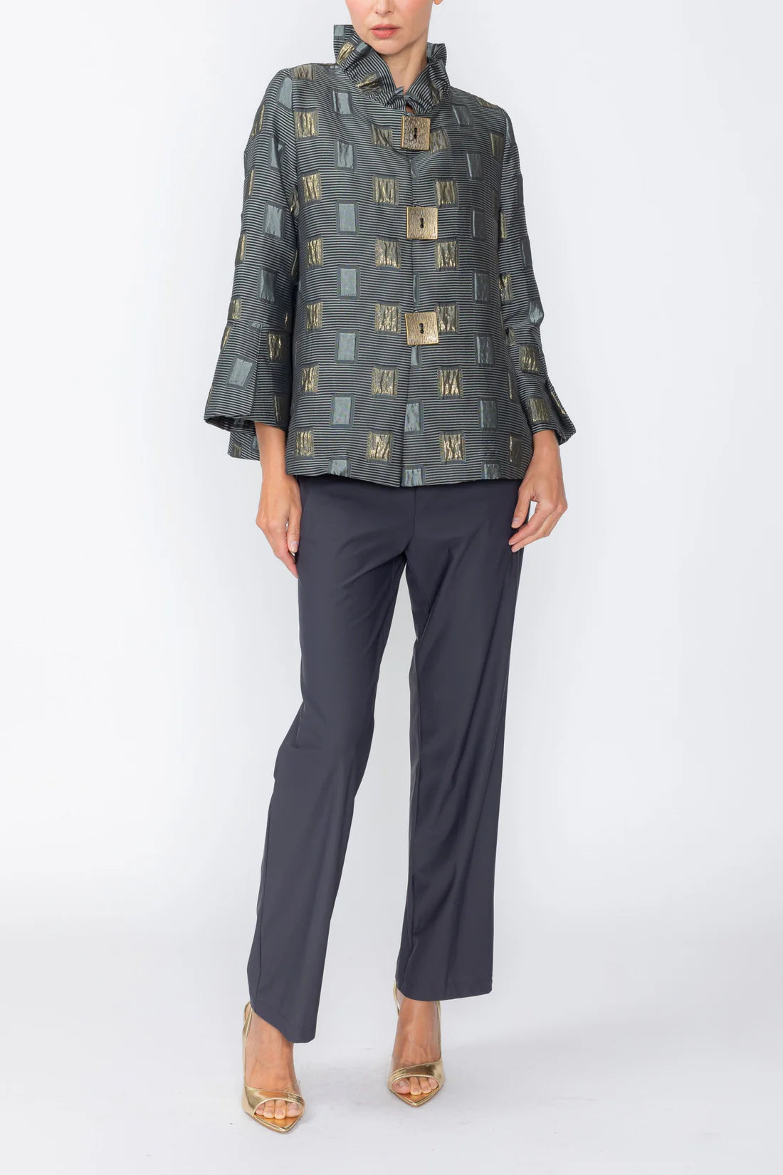 IC COLLECTION 3 Button Jacket - 8246J - TAUPE