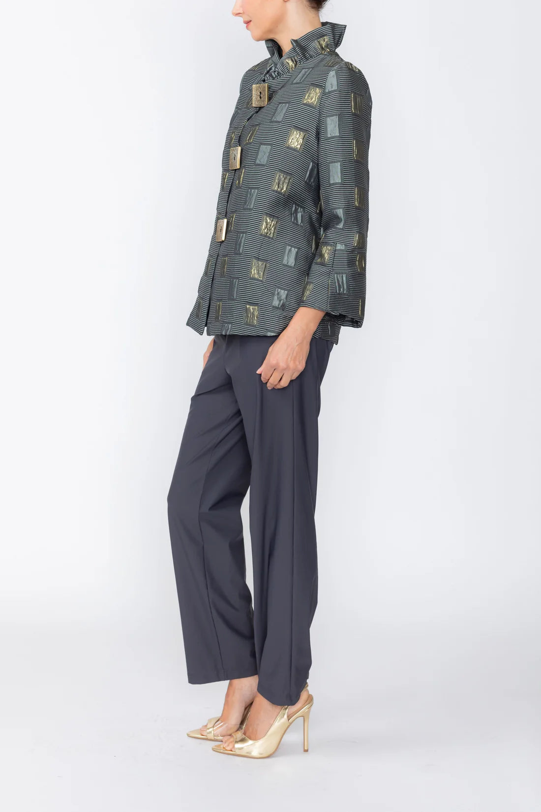 IC COLLECTION 3 Button Jacket - 8246J - TAUPE