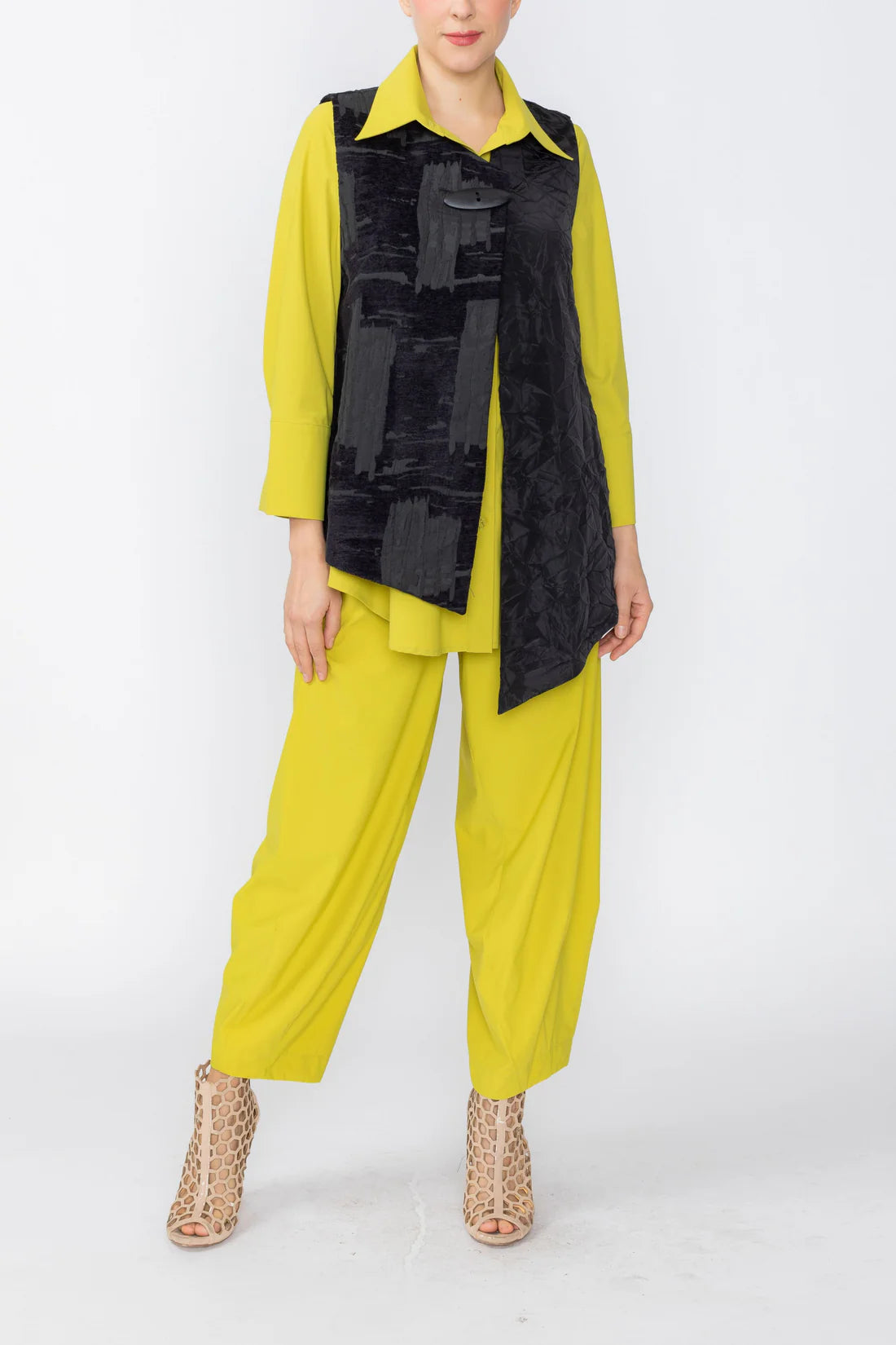 IC COLLECTION Asymmetrical Vest - 8249V - BLACK