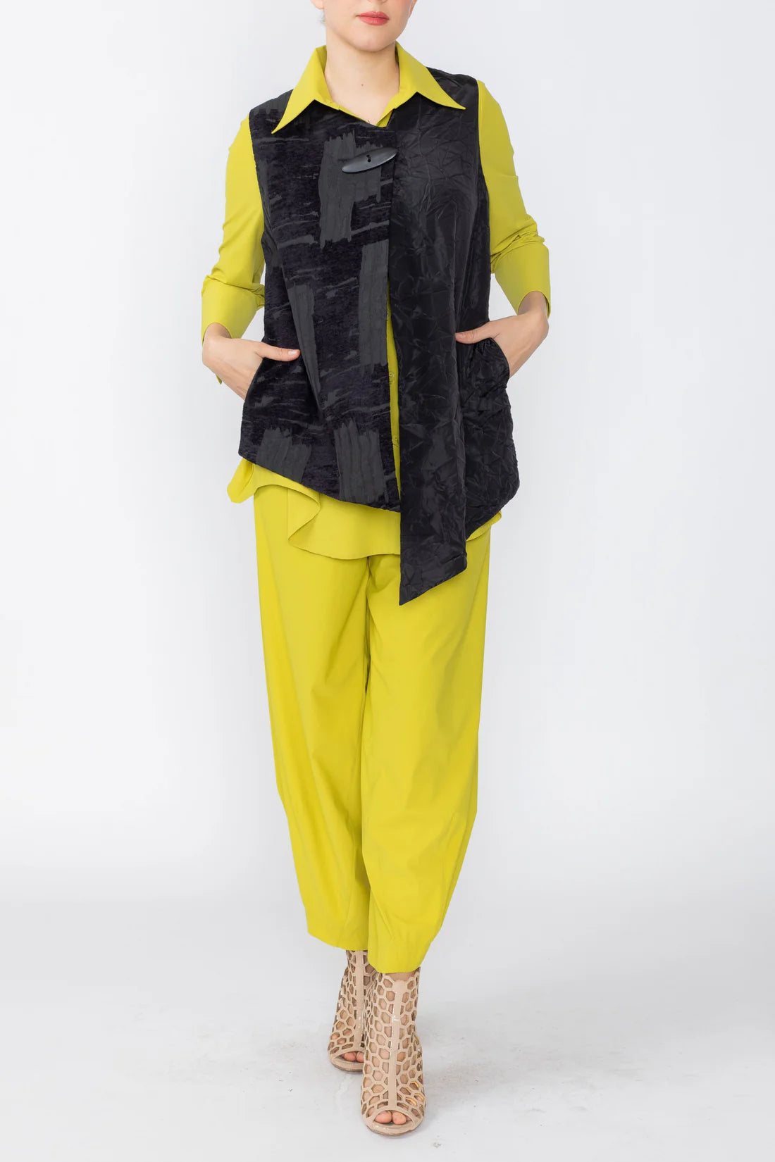 IC COLLECTION Asymmetrical Vest - 8249V - BLACK