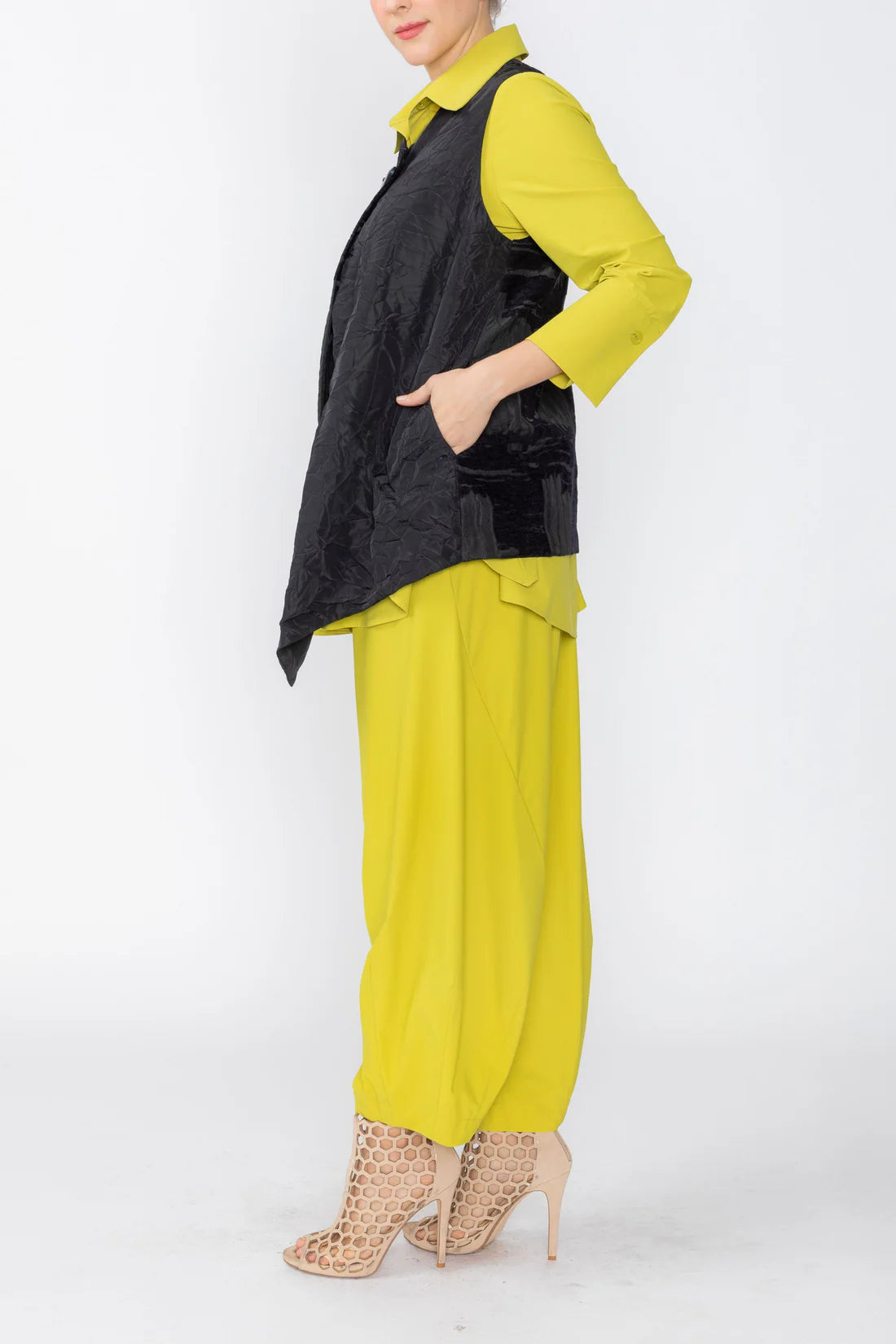 IC COLLECTION Asymmetrical Vest - 8249V - BLACK