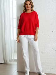 Vanite Couture Pleated Solid Top - 82782 - ORANGE RED