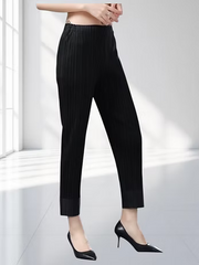 Vanite Couture Pleated Ankle Pants - 83002 - BLACK