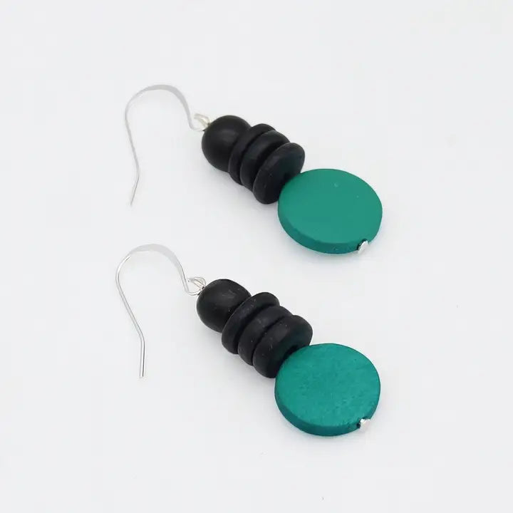 SYLCA Teal and Black Dusk Earrings - SD25E27 - TEAL