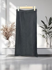 Vanite Couture Textured Long Skirt - 83579 - BLACK