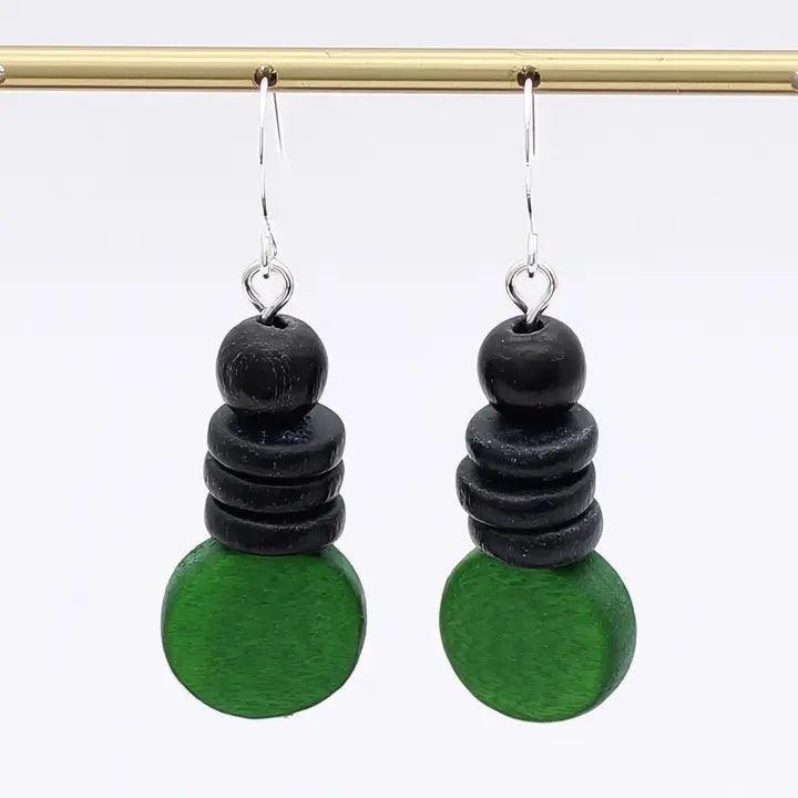 SYLCA Green and Black Dusk Earrings - SD25E27 - GREEN