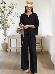Vanite Couture Textured Pants - 83811 - BLACK