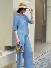 Vanite Couture Textured Pants - 83811 - BLUE