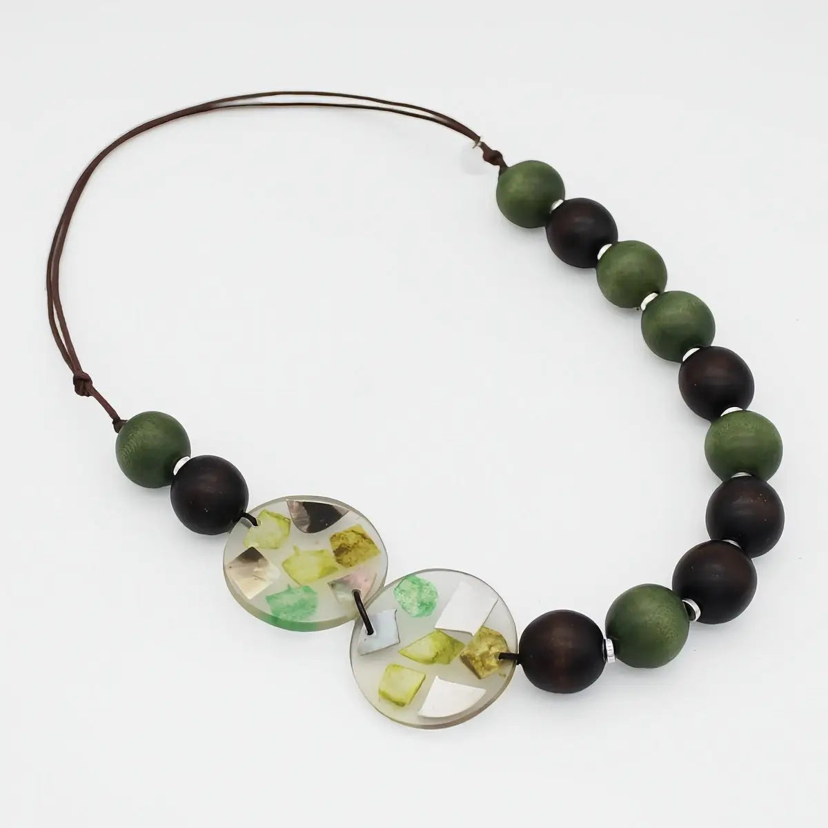 SYLCA Olive and Brown Prism Necklace