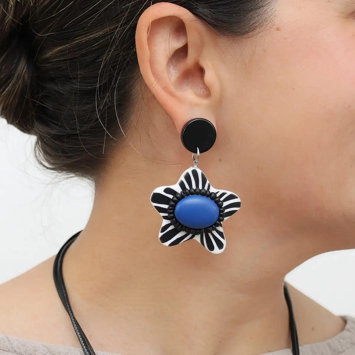 SYLCA Blue Blossom Daisy Earrings - LS26E02 - BLUE