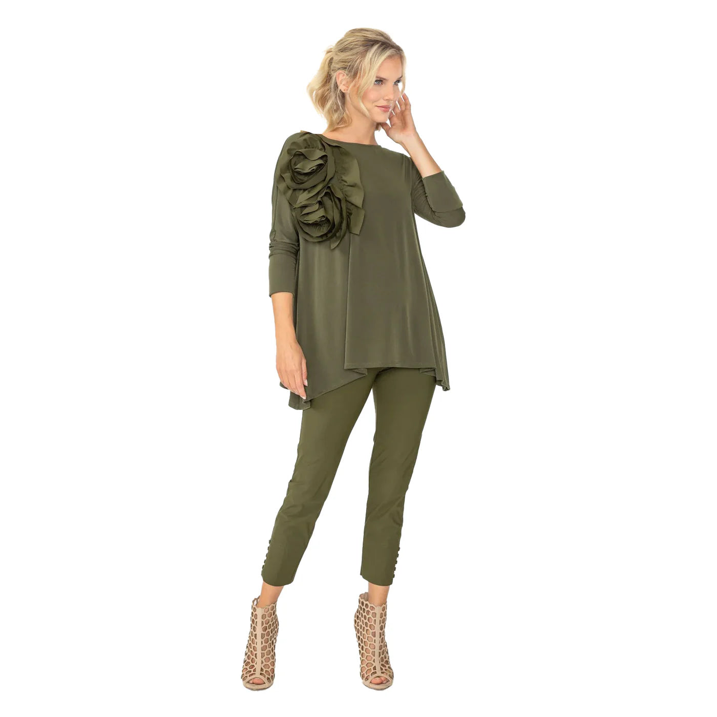 IC COLLECTION Top- 5871T- OLIVE