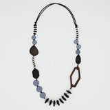 SYLCA Blue Wood Bead Gabby Necklace