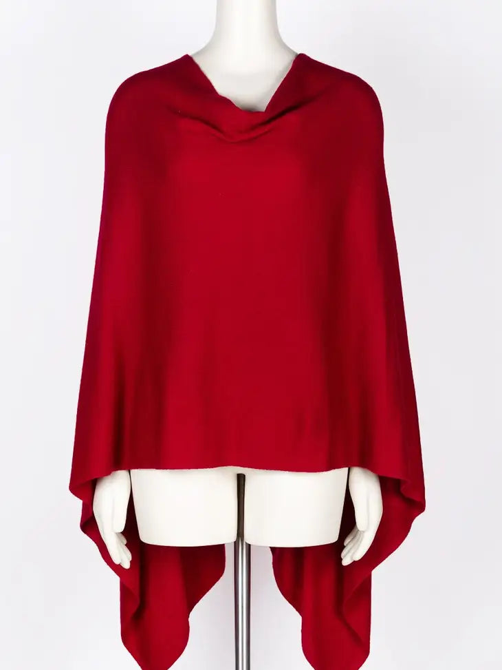 Dolma Cashmere Poncho - CHERRY