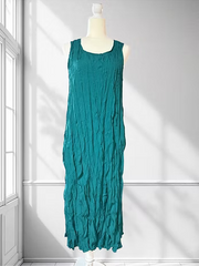 Vanite Couture Pleated Tank Dress - 88075 - TEAL