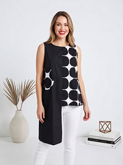 Vanite Couture Asymmetric Sleeveless Polka Dot Top - 8833