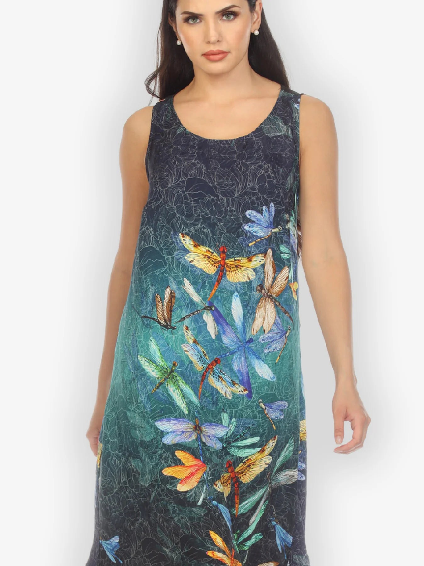 Citron "Colorful Dragonfly" Silk Blend Tank Dress - 8836CD