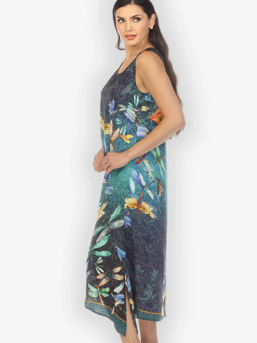 Citron "Colorful Dragonfly" Silk Blend Tank Dress - 8836CD