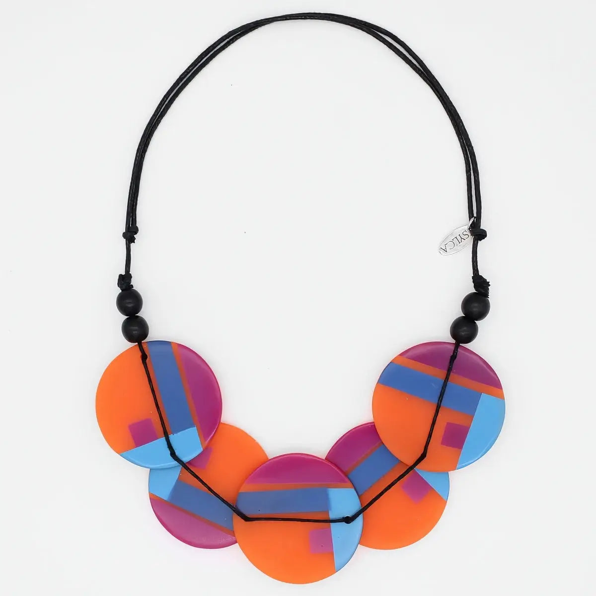 SYLCA Orange Geometric Design Statement Necklace