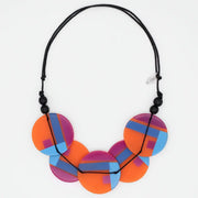 SYLCA Orange Geometric Design Statement Necklace