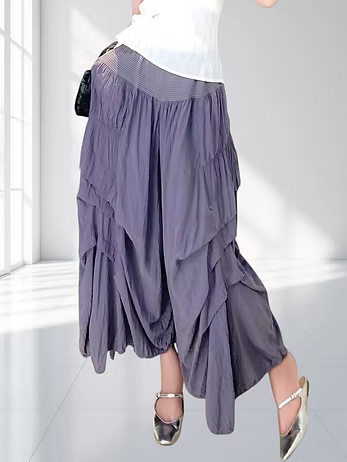 Vanite Couture Wide Leg Layered Pants - 88513 - GREY