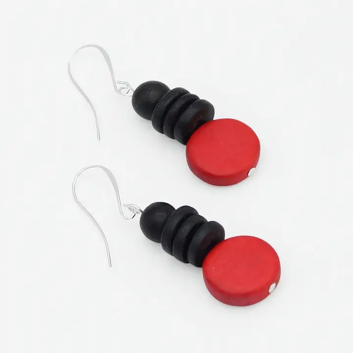 SYLCA Red and Black Dusk Earrings - SD25E27 - RED