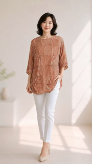 Vanite Couture Pleated Top - 88612 - TAN