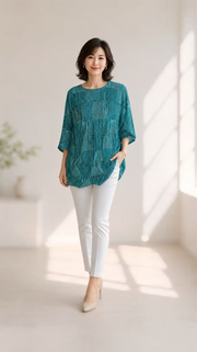 Vanite Couture Pleated Top - 88612 - TEAL