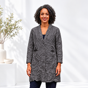 Vanite Couture Button Front Crushed Jacket - 88617 - DARK GREY