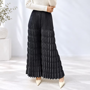 Vanite Couture Pleated Flowy Pant - 88619 - BLACK