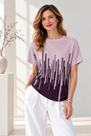 Vanite Couture Patterned Top - 88626 - LIGHT PURPLE