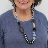 SYLCA Blue Wood Bead Gabby Necklace