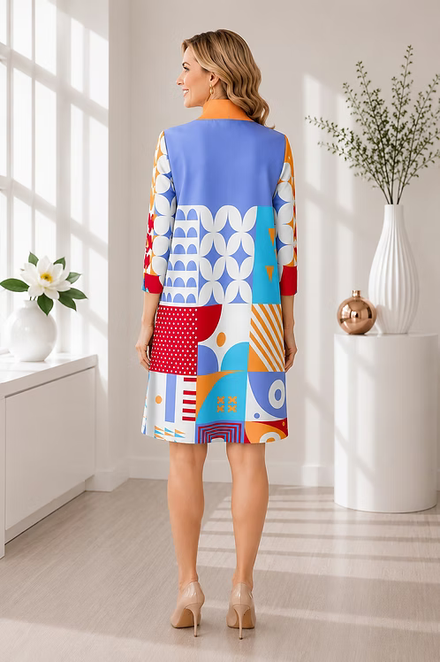 Vanite Couture Button Front Mixed Media Jacket/Dress - 88770 - GARDEN HARVEST