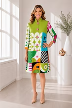 Vanite Couture Button Front Mixed Media Jacket/Dress - 88770 - GREEN GARDEN