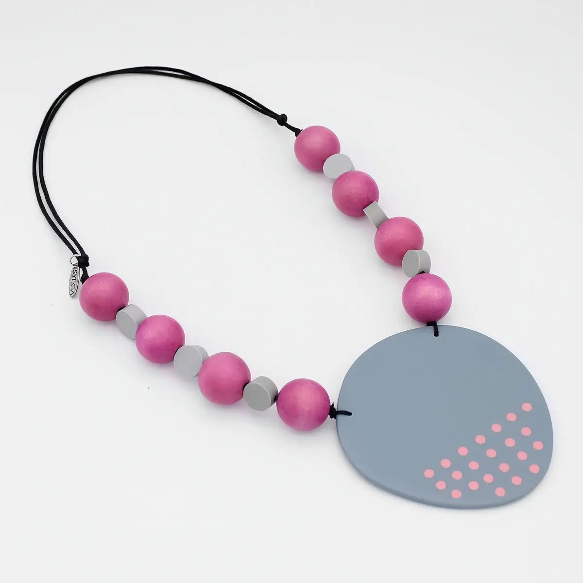 SYLCA Grey and Pink Polka Dot Elle Pendant