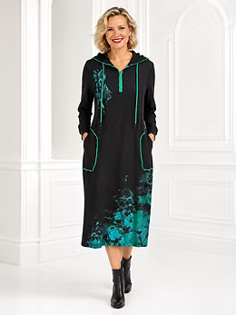 Vanite Couture Hooded Cotton Floral Accent Dress - 8893
