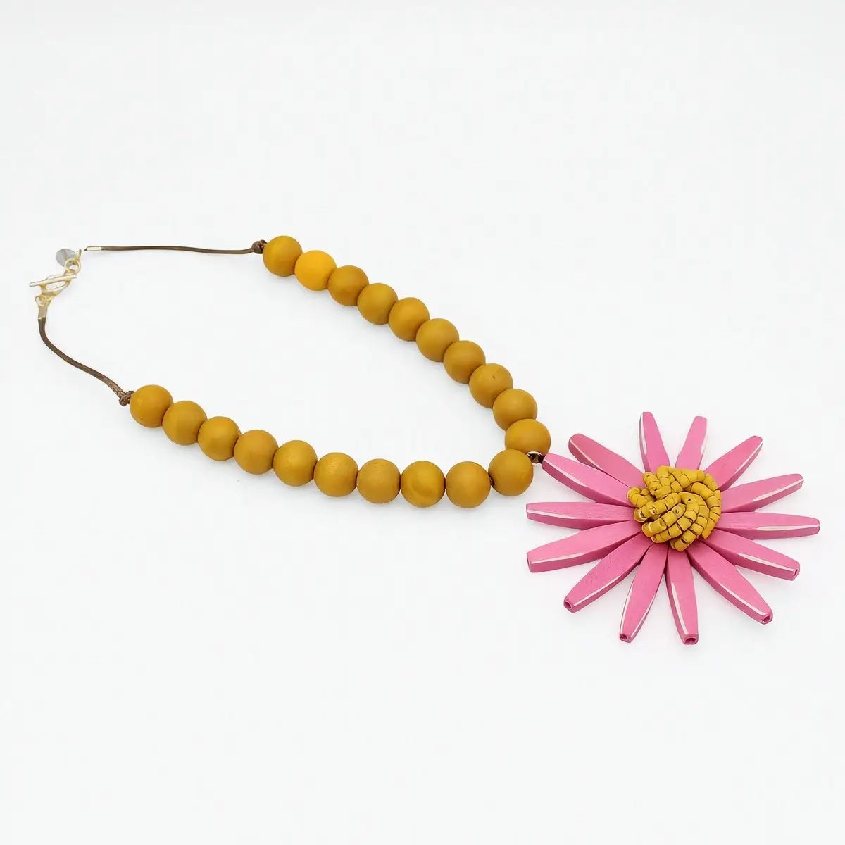 SYLCA Pink and Yellow Sunbeam Flower Necklace - SD26N24 - PINK/YELLOW