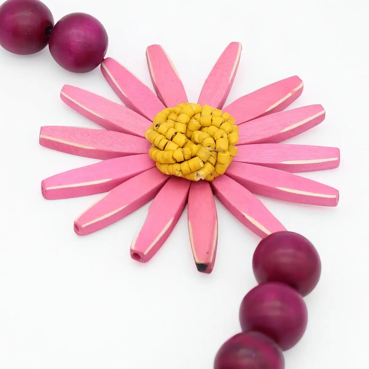 SYLCA Chunky Pink and Yellow Flower Statement Necklace - SD24N23 - PINK/YELLOW