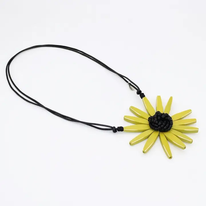 SYLCA Chartreuse Amaya Flower Statement Necklace - BP23N13 - CHARTREUSE