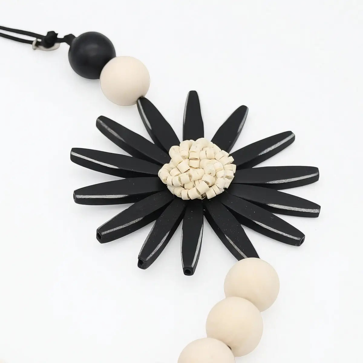 SYLCA Chunky Black Flower Statement Necklace - SD24N23 - BLACK