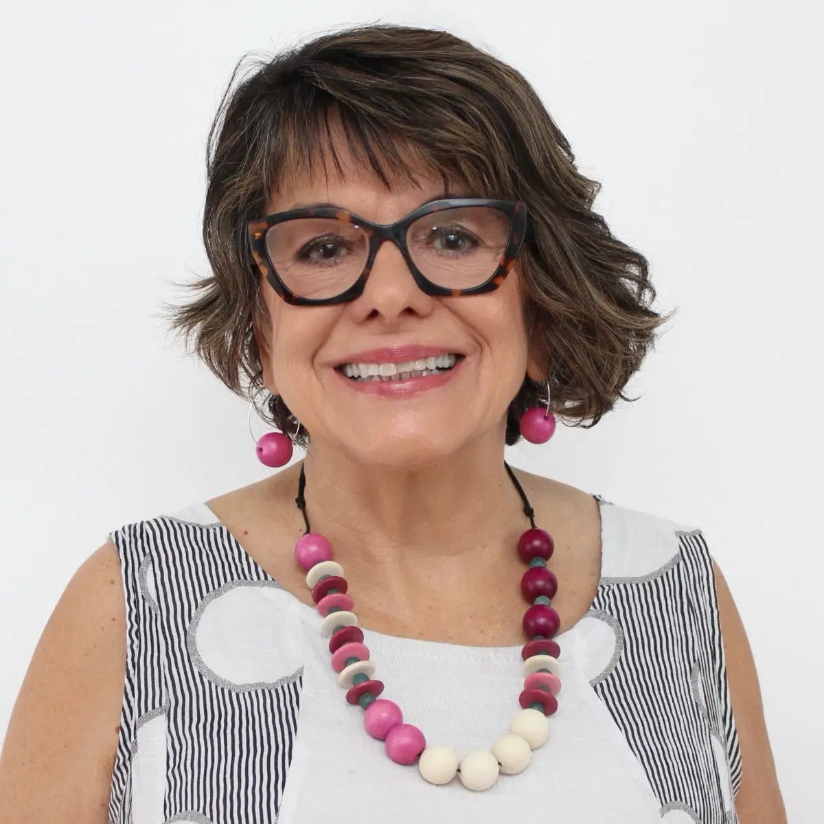 SYLCA Shades of Pink Mia Varied Bead Necklace