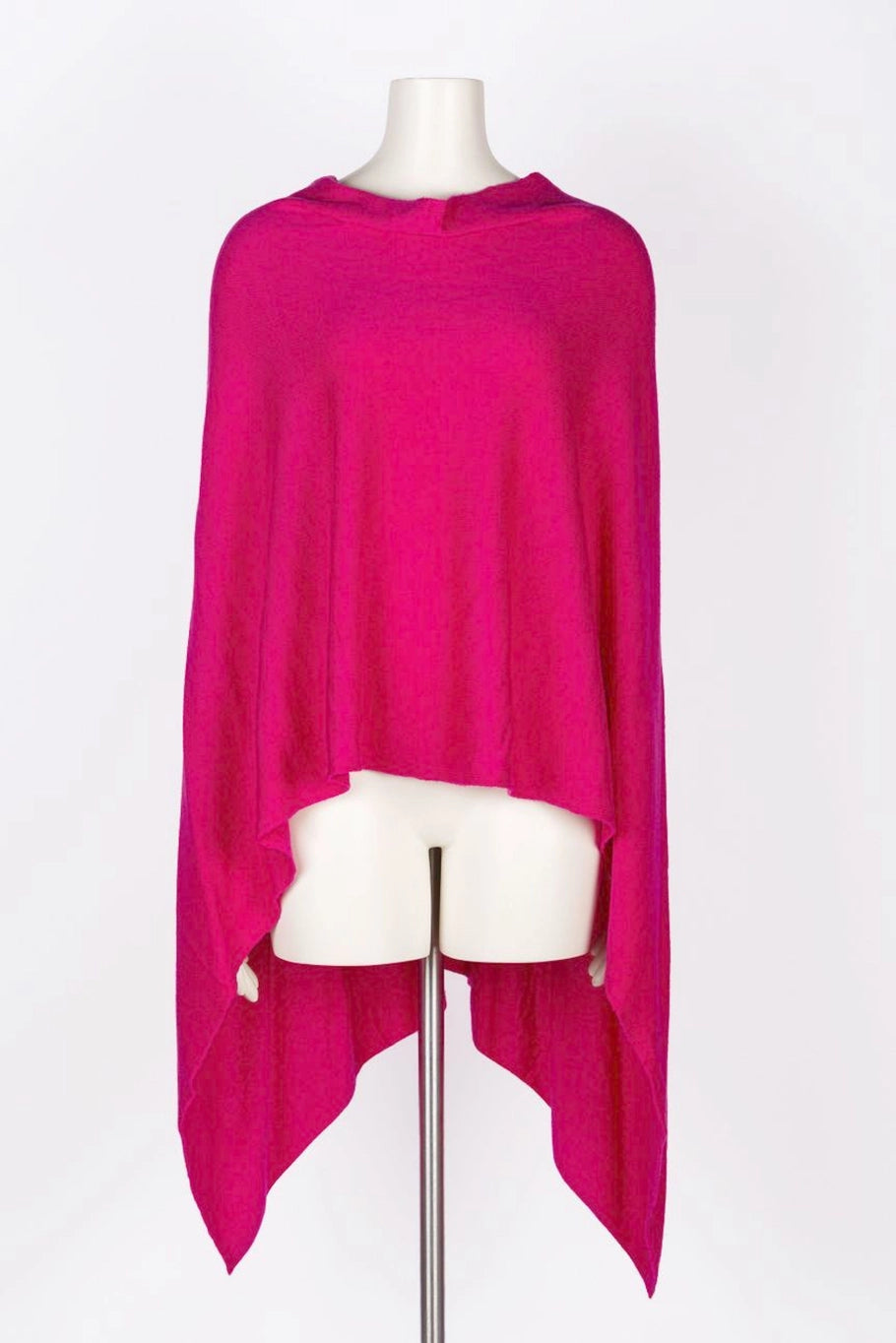 Dolma Cashmere Poncho - FUSCHIA DARK PINK
