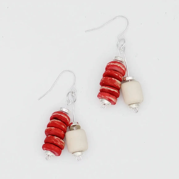 SYLCA Red Duel Drop Earring