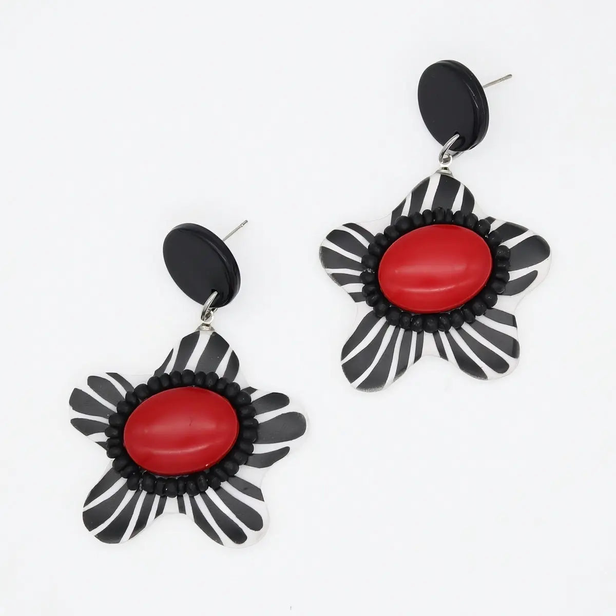SYLCA Red Blossom Daisy Earrings -  LS26E02 - RED