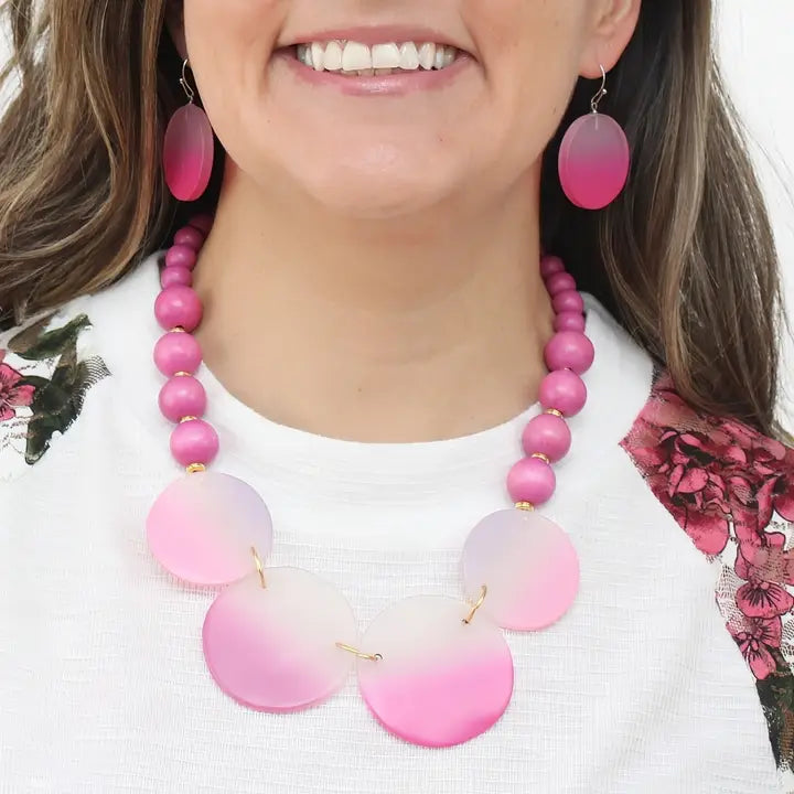 SYLCA Pink Mirage Statement Necklace - SD26N13 - PINK