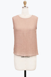 DAMEE CRINKLED SLEEVELESS JEWEL NECK TOP - 901T-PNK