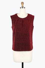 DAMEE SPARKLE SLEEVELESS JEWEL NECK TOP - 902T-RED