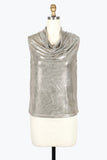 DAMEE METALLIC COWL NECK SLEEVELESS TOP - 904T-CGD