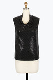 DAMEE DISCO SEQUIN COWL NECK SLEEVELESS TOP - 905T-BLK
