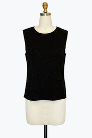 DAMEE BLACK JEWELED LUREX ROUNT NECK TANK TOP - 909T - BLACK